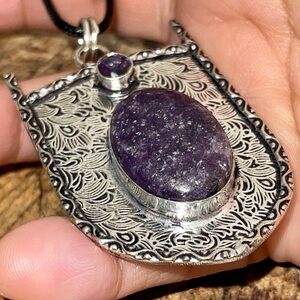 Purple Lepidolite Pendant 2 1/2”